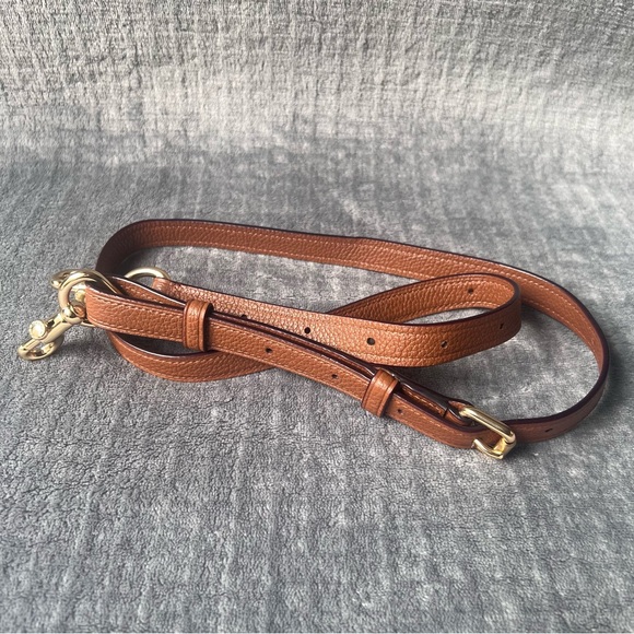 COACH Pebbled Leather Strap Replacement Adjustable Brown Gold Tone Hardware - Picture 9 of 10